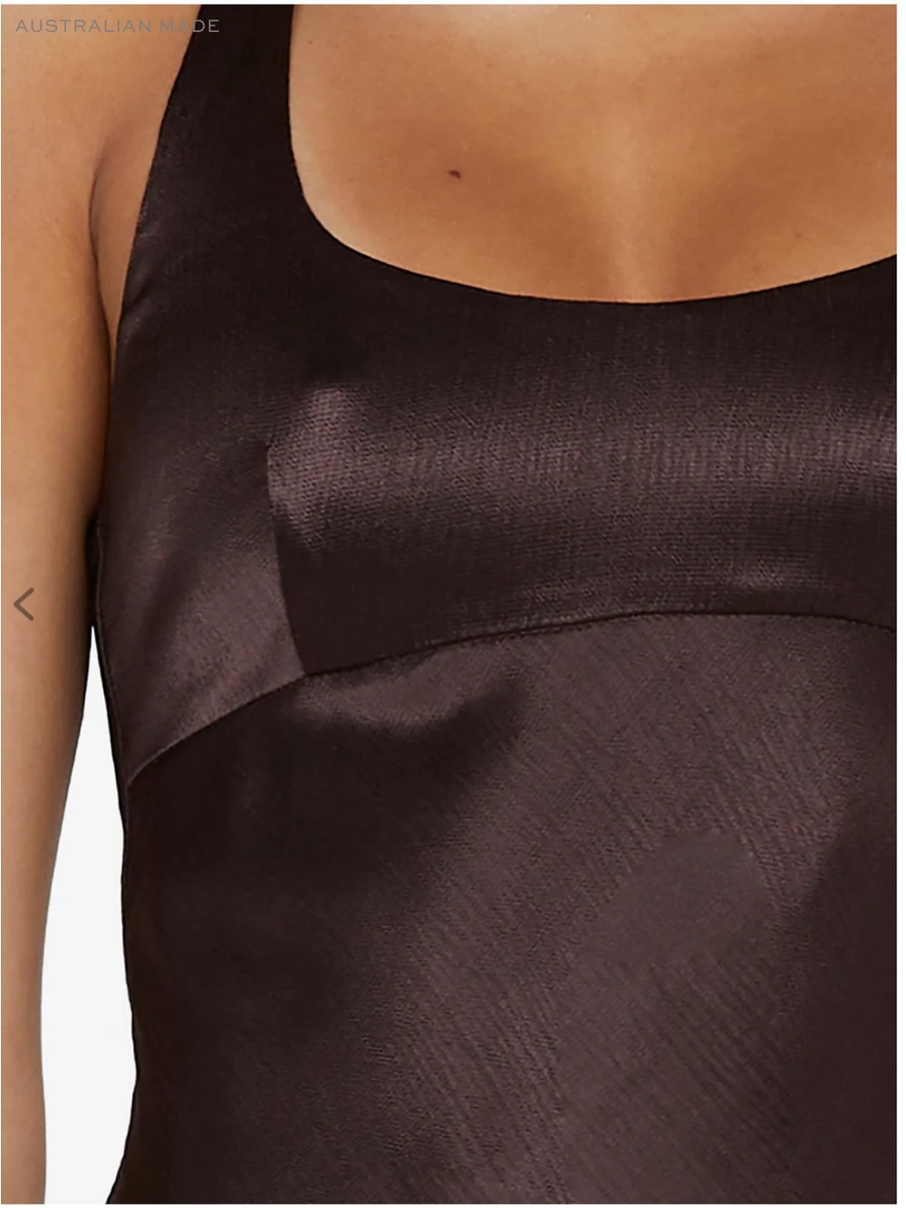BEC + BRIDGE MAXINA CROSSOVER DRESS … Brown Satin Scoop Neck Maxi Dress - Picture 3 of 4
